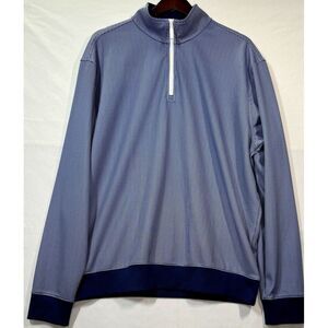Private Estate Brand Quarter Zip Golf‎ Shirt Blue Men's Sz XL